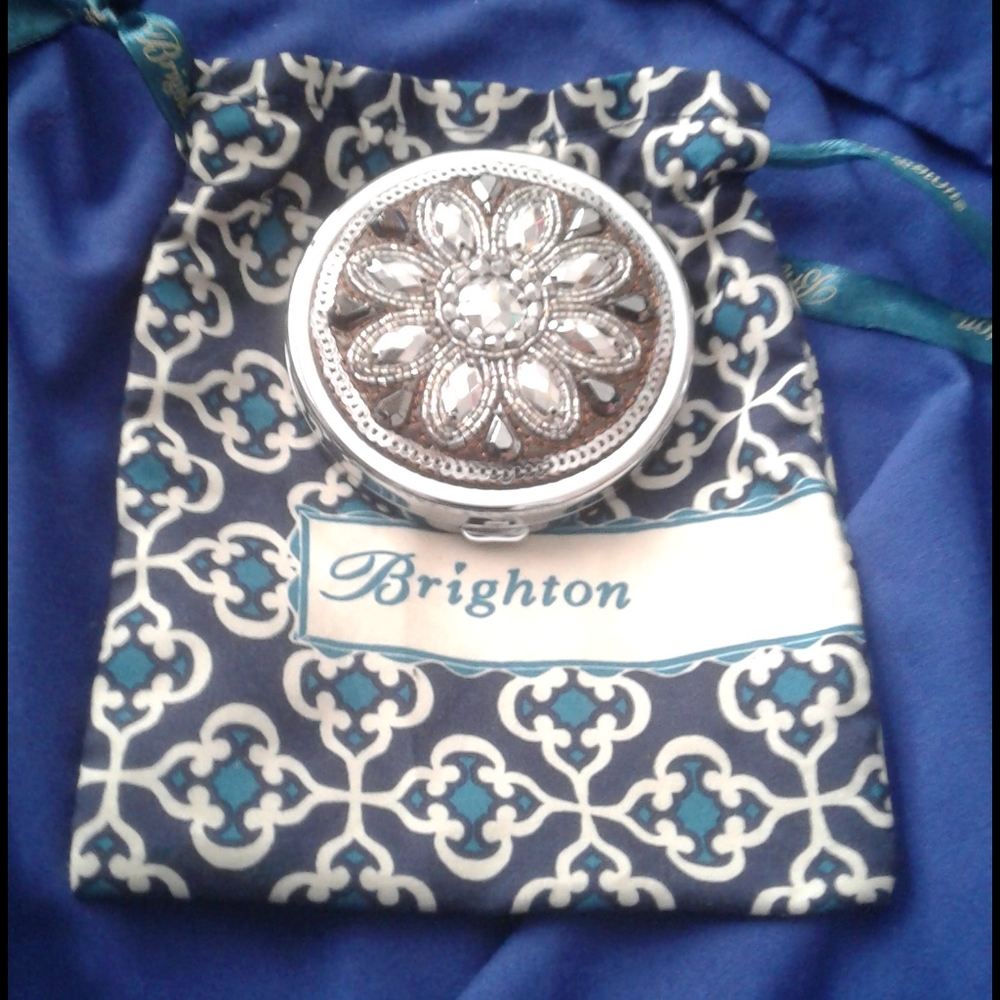 BRIGHTON DUAL COMPACT ,JEWELED MIRRORS, MAGNIFYING